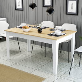 Hanah Home Milan 896 Mesa de Comedor Blanco y Roble